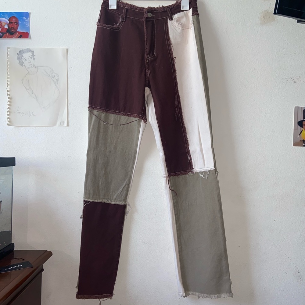 Patchwork Distressed Jeans - image 1